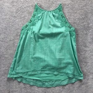 Max Studio Green Sleeveless Tie-Neck Top